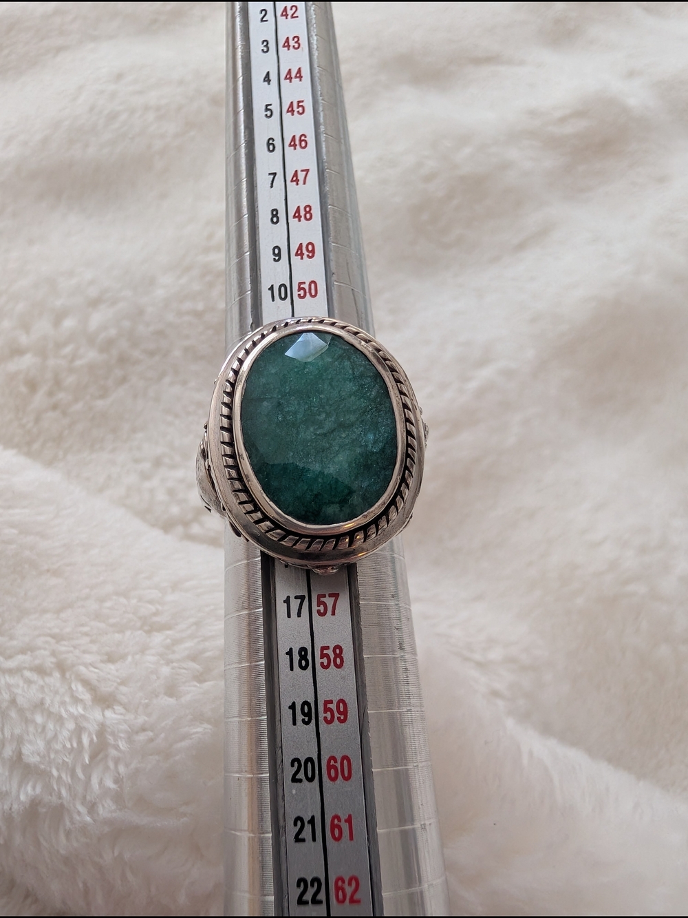 Vintage BJC Sterling Silver 925 Large Green Gemstone Statement Ring Size 7 - Picture 8 of 9